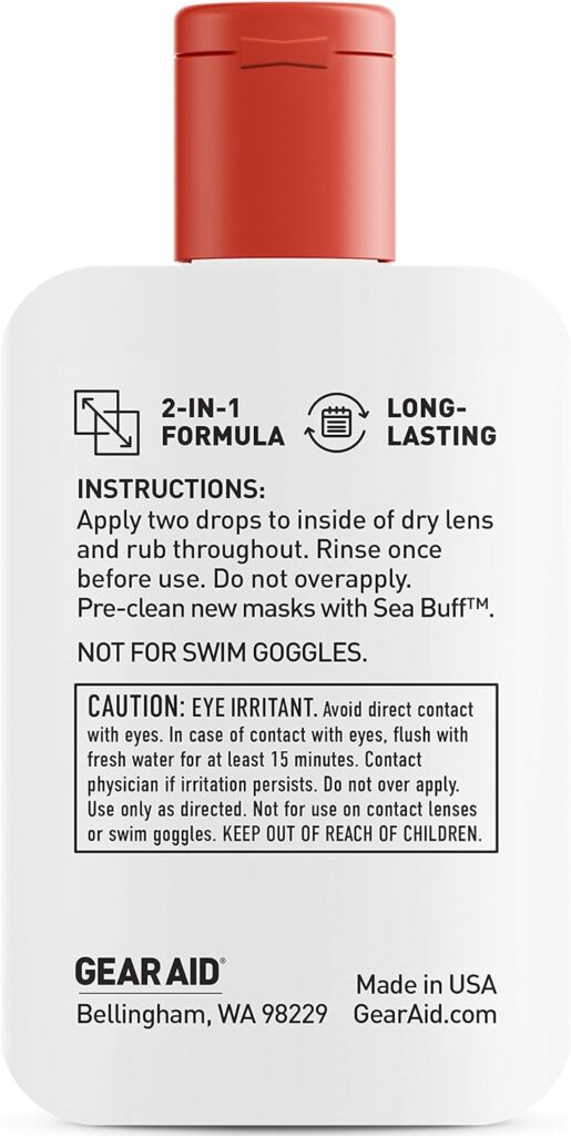 GEAR AID Sea Drops Anti-fog and Cleaner for Dive and Snorkel Masks, 1.25 fl oz, 2-pk, Bulk