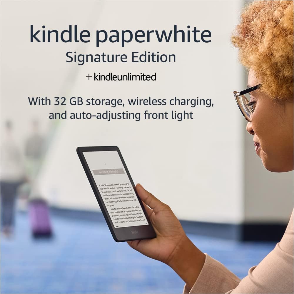 Amazon Kindle Paperwhite Signature Edition (32 GB) – With auto-adjusting front light, wireless charging, 6.8“ display, and up to 10 weeks of battery life – Without Lockscreen Ads – Black