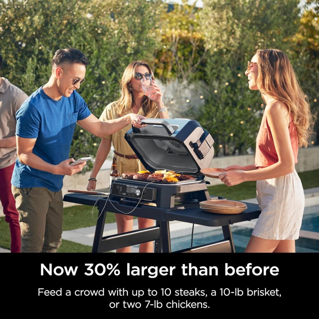 Ninja OG951 Woodfire Pro Connect Premium XL Outdoor Grill  Smoker, Bluetooth, App Enabled, 7-in-1 Master Grill, BBQ Smoker, Outdoor Air Fryer, Woodfire Technology, 2 Built-In Thermometers, Black