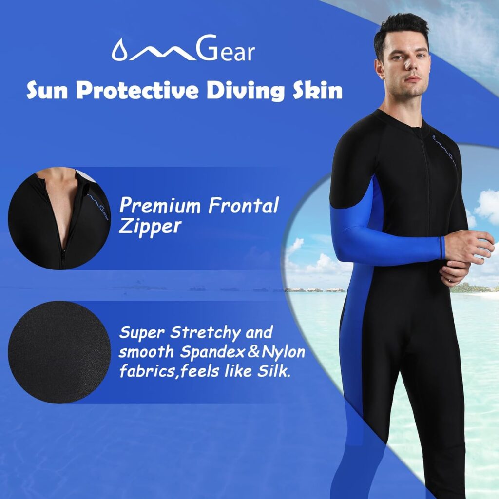 OMGear Dive Skin for Women Men Snorkel Suit Full Body Swimsuit Breathable Quick Dry Diving Wetsuit UV Protection Rash Guard Long Sleeve Swimwear Swimming Kayaking Snorkeling Gear