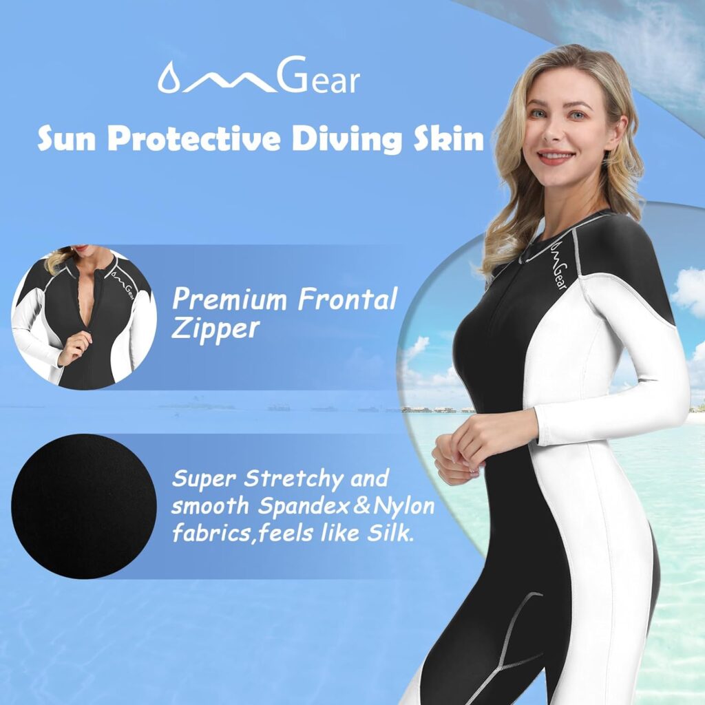 OMGear Dive Skin for Women Men Snorkel Suit Full Body Swimsuit Breathable Quick Dry Diving Wetsuit UV Protection Rash Guard Long Sleeve Swimwear Swimming Kayaking Snorkeling Gear