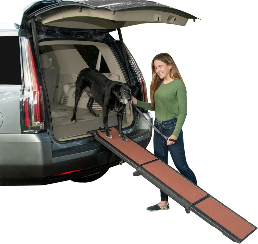 Pet Gear Travel Lite Ramps for Dogs and Cats, Compact Easy-Fold, Lightweight and Portable, Built-In Carry Handle, Supports 150-200lbs, Available in 2 Models