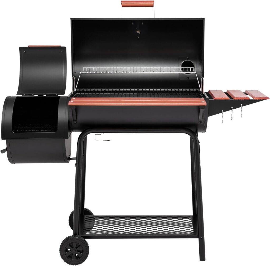 Royal Gourmet CC1830W 30 Barrel Charcoal Grill with Side Table, 627 Square Inches, Outdoor Backyard, Patio and Parties, Black