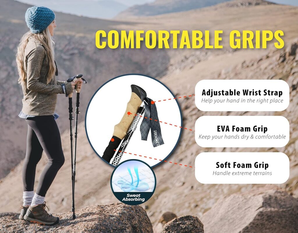 Trekology Trek-Z Collapsible Hiking  Trekking Poles - Balance Support for Seniors, Women, and Men, 2pc Per Set