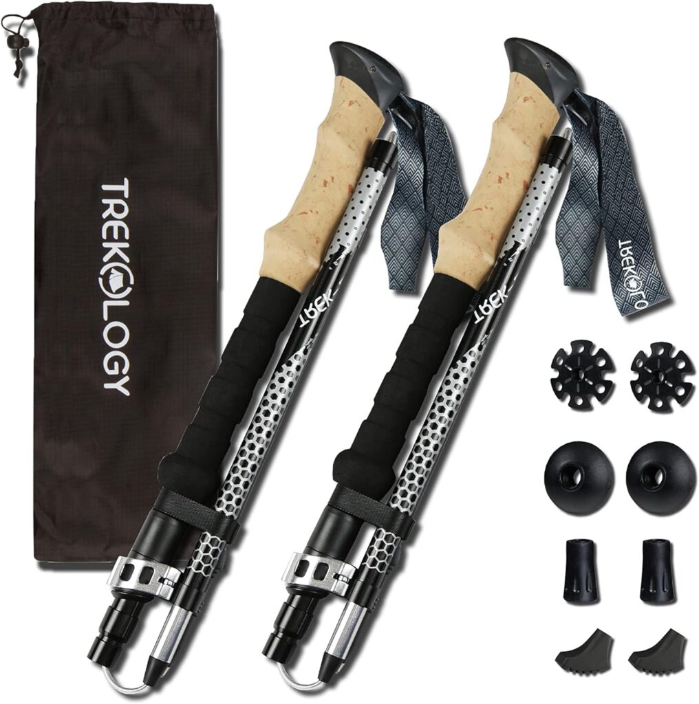 Trekology Trek-Z Collapsible Hiking  Trekking Poles - Balance Support for Seniors, Women, and Men, 2pc Per Set