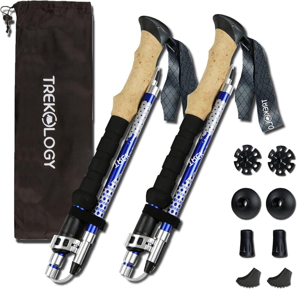 Trekology Trek-Z Collapsible Hiking  Trekking Poles - Balance Support for Seniors, Women, and Men, 2pc Per Set