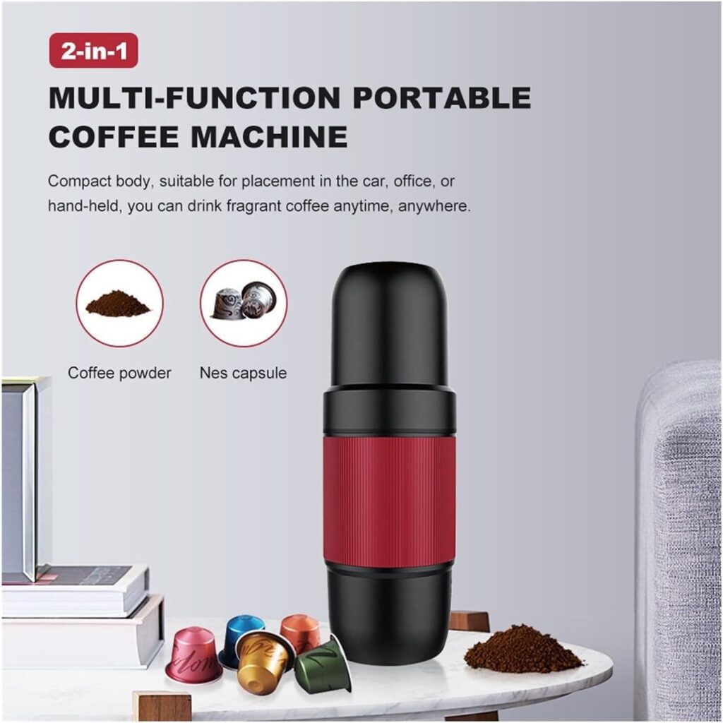 VEETHI Portable Espresso Machine, Compatible Ground Coffee, Hand Coffee Maker, Travel Gadgets, Manually Operated, Perfect for Camping