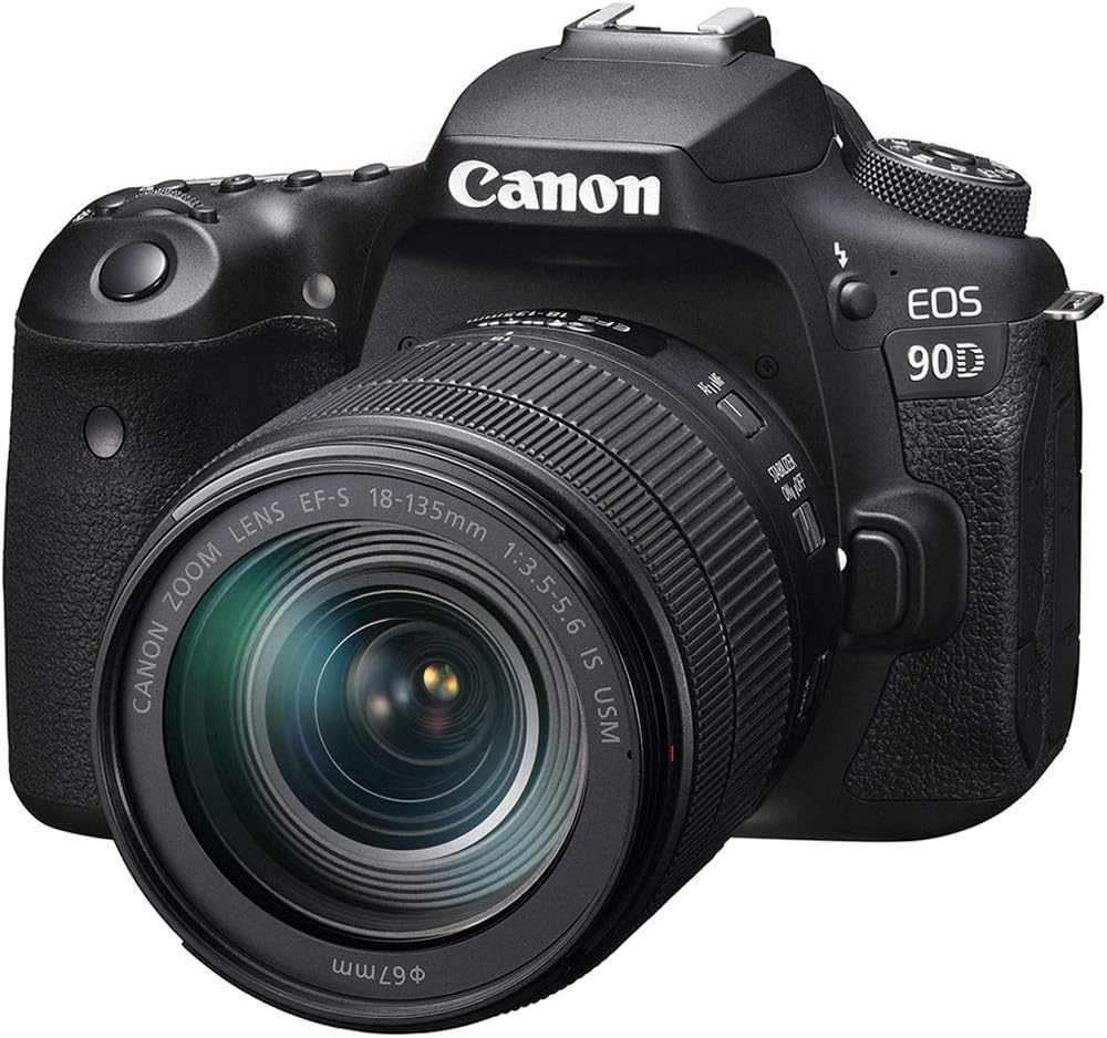 Canon DSLR Camera [EOS 90D] with 18-135 IS USM Lens | Built-in Wi-Fi, Bluetooth, DIGIC 8 Image Processor, 4K Video, Dual Pixel CMOS AF, and 3.0 Inch Vari-Angle Touch LCD Screen, Black