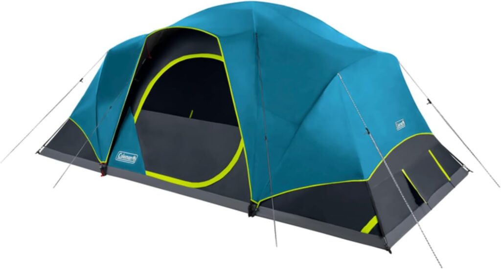 Coleman Skydome Camping Tent with Dark Room Technology, 4/6/8/10 Person Family Tent Sets Up in 5 Minutes and Blocks 90% of Sunlight, Weatherproof Tent with Extra Storage and Ventilation