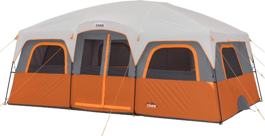 CORE 12 Person Tent | Large Multi Room Tent for Family with Storage Pockets for Camping Accessories | Portable Cabin Huge Tent with Carry Bag for Outdoor Car Camping