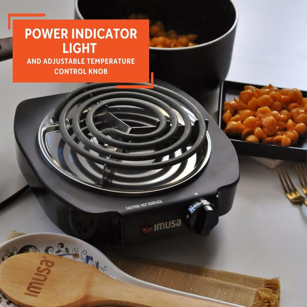 IMUSA USA GAU-80305 Electric Single Burner 1100-Watts, Black