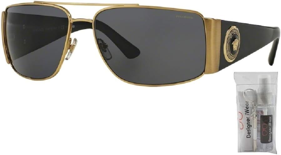 Versace VE2163 Rectangular Sunglasses For Men For Women + BUNDLE with Designer iWear Eyewear Kit