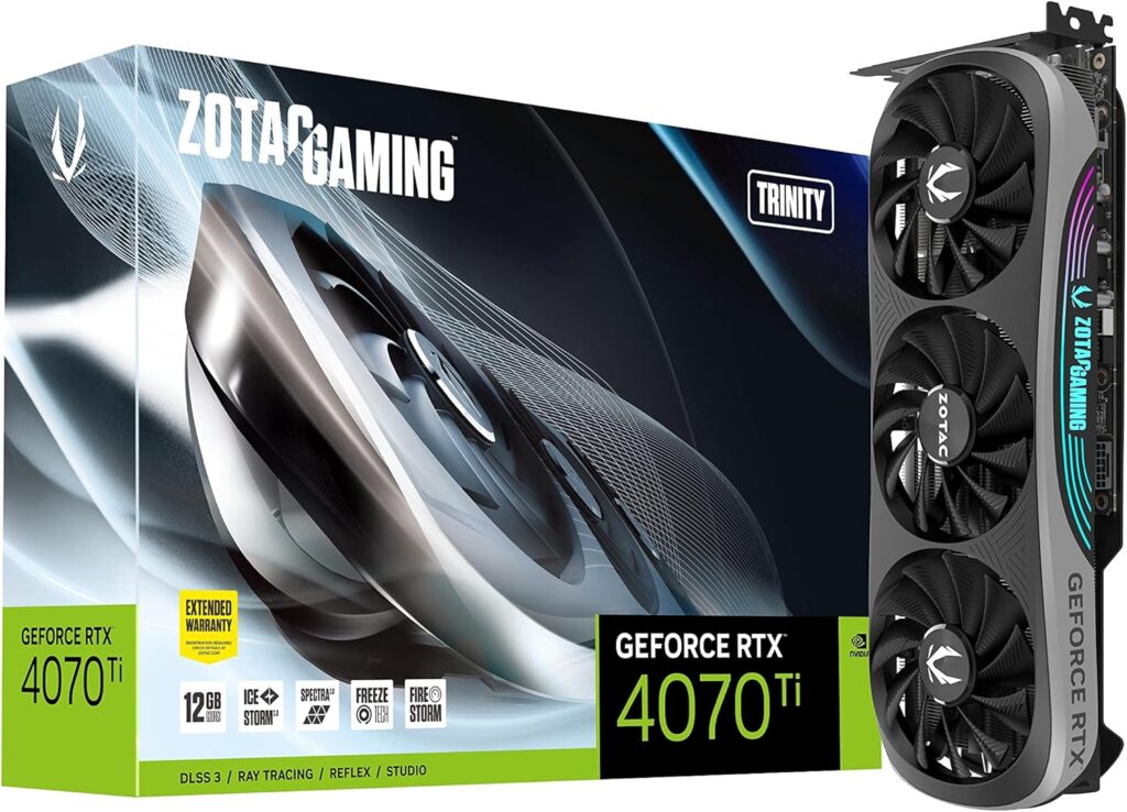 ZOTAC GAMING GeForce RTX 4070 Ti Trinity DLSS 3 12GB GDDR6X 192-bit 21 Gbps PCIE 4.0 Gaming Graphics Card, IceStorm 2.0 Advanced Cooling, SPECTRA 2.0 RGB Lighting, ZT-D40710D-10P