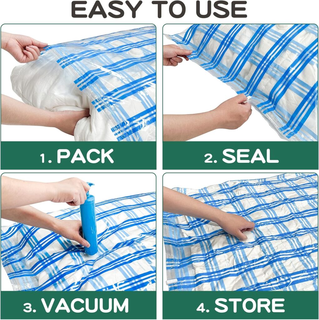 12 Jumbo Vacuum Storage Bags, Space Bags Vacuum Seal Bags for Clothes, Clothing, Comforters and Blankets