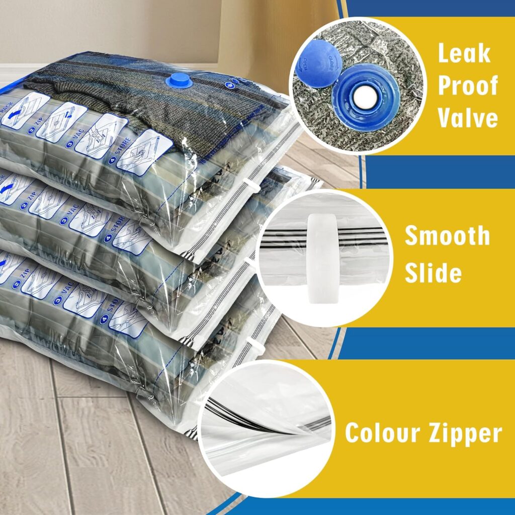 12 Jumbo Vacuum Storage Bags, Space Bags Vacuum Seal Bags for Clothes, Clothing, Comforters and Blankets