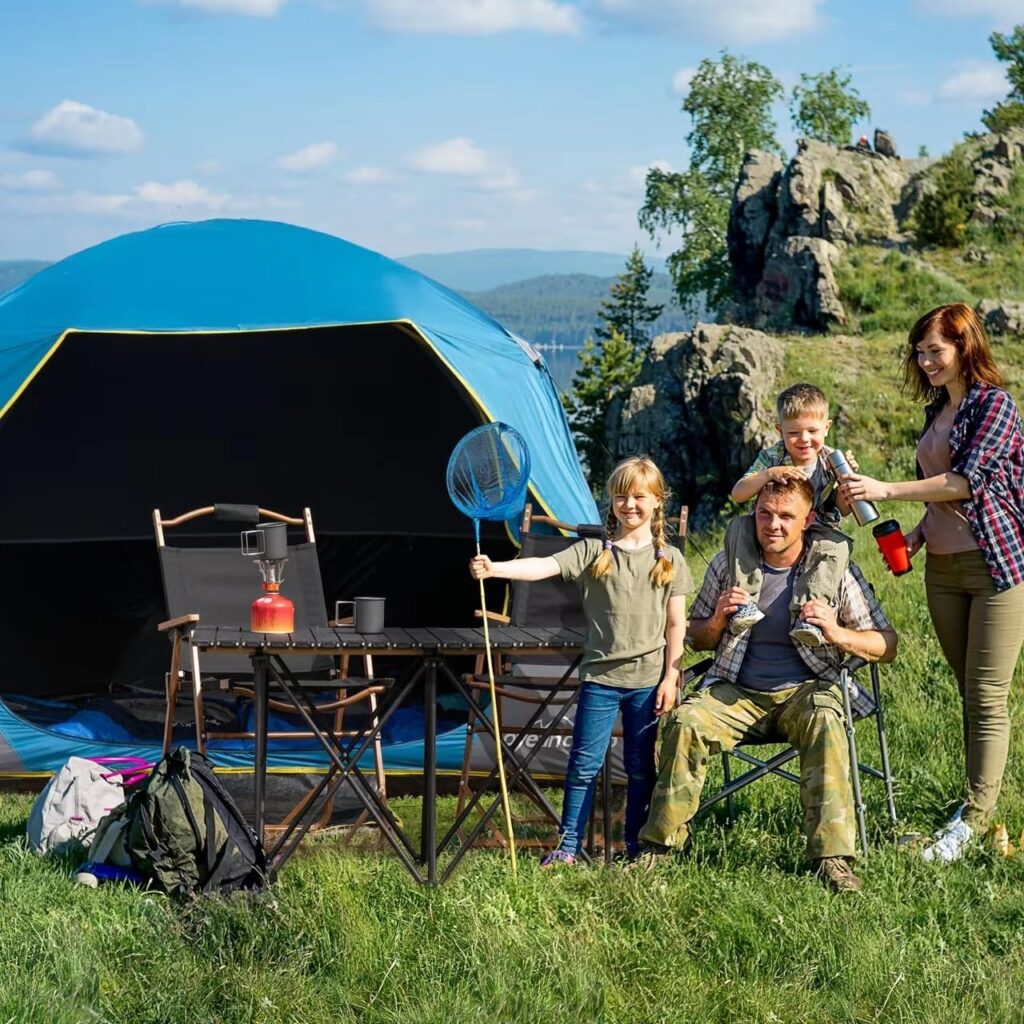 4 Person Blackout Camping Tent, Easy Setup Waterproof Family Dome Tent for Camping with Rainfly, Portable Double Layer Large Family Tent for Outdoor CampingHiking