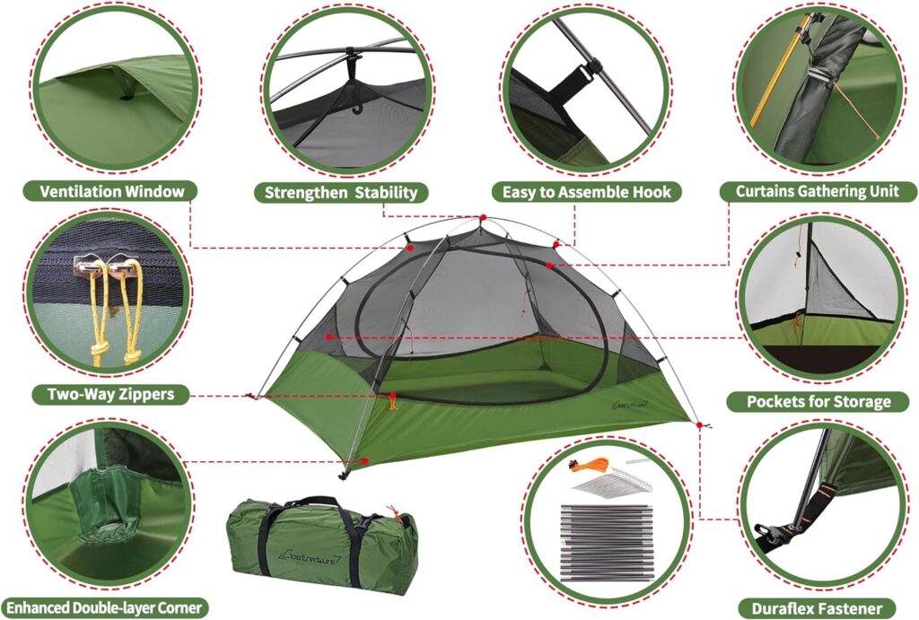 Clostnature Crux Lightweight Tent for Backpacking - 1/2 Person Ultralight Backpacking Tent, Waterproof Easy Setup Camping Tent, Hiking Tent for Outdoor, Hiking and Mountaineering