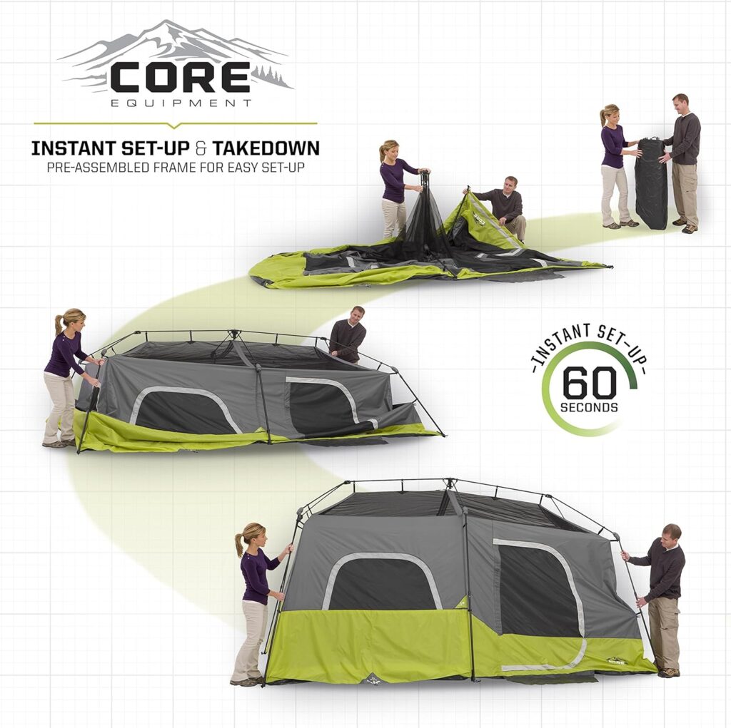 Core 9 Person Instant Cabin Tent - 14 x 9, Green (40008)