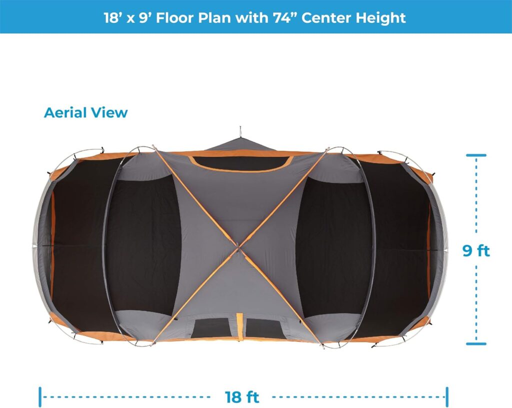 CORE Tents for Family Camping, Hiking and Backpacking | 4 Person / 6 Person / 9 Person / 11 Person Dome Camp Tents with Included Tent Gear Loft for Outdoor Accessories