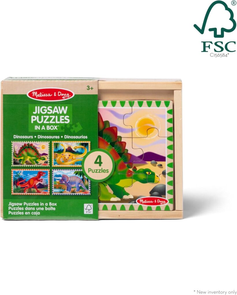 Melissa  Doug Pets 4-in-1 Wooden Jigsaw Puzzles in a Storage Box (48 pcs) - FSC Certified