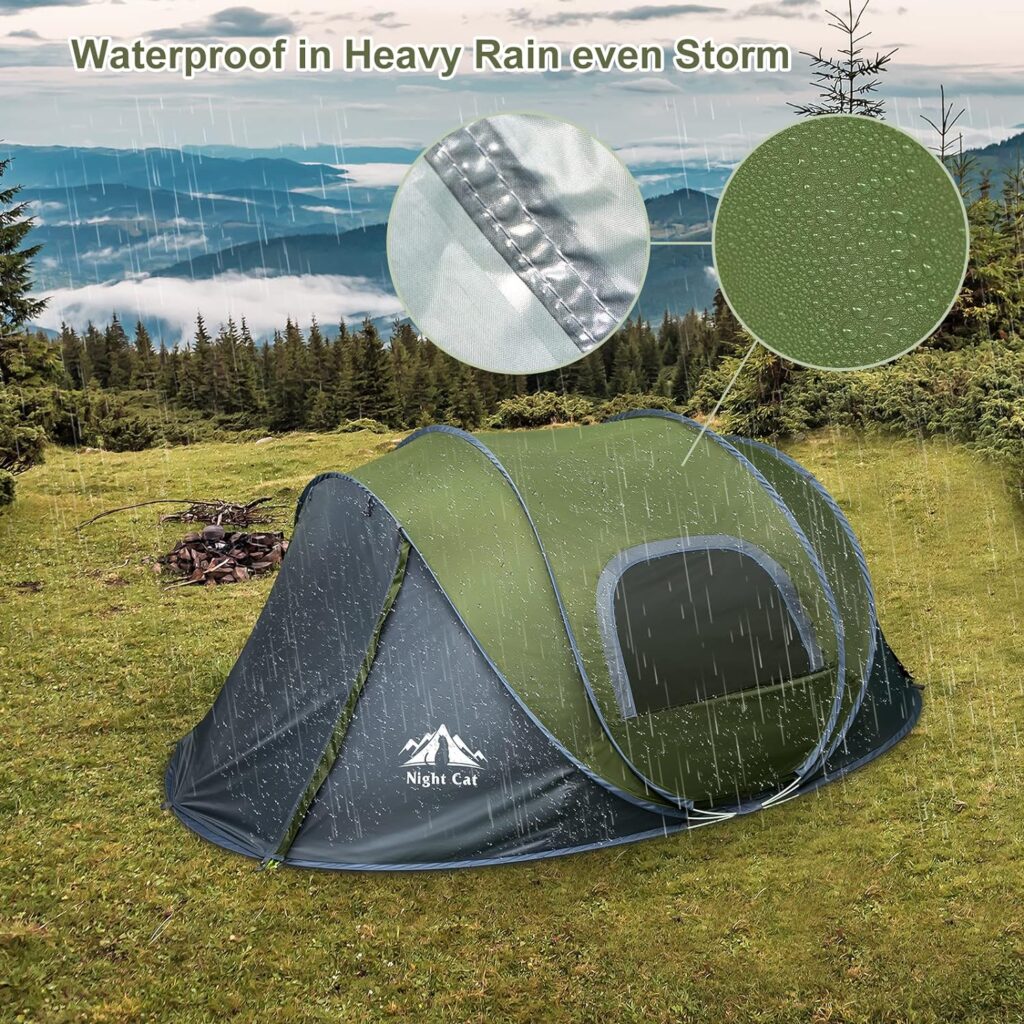 Night Cat Pop-up Camping Tent: 2 Person Tent Waterproof Instant Easy Setup Family Tent