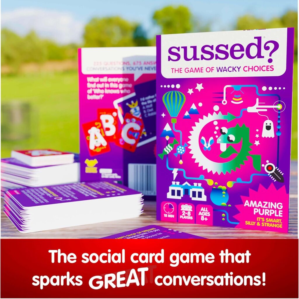 SUSSED The Game of Wacky Choices - Card Game for Kids  Families Who Love Social Board Games - Great Travel Conversation Cards - Hello Yellow Deck