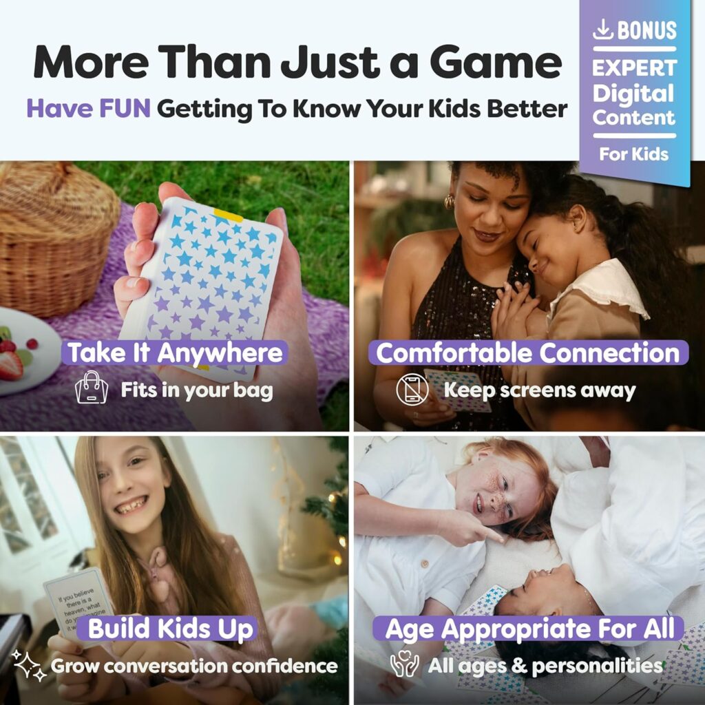 200 Kids Conversation Cards - Get Children to Enjoy Talking  Listening - Great for Road Trip  Family Dinners - A Way for Kids to Express Themselves
