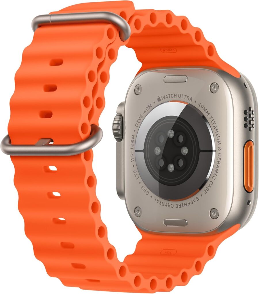 Apple Watch Ultra 2 [GPS + Cellular, 49mm] - Titanium Case with Orange Ocean Band, One Size (Renewed Premium)