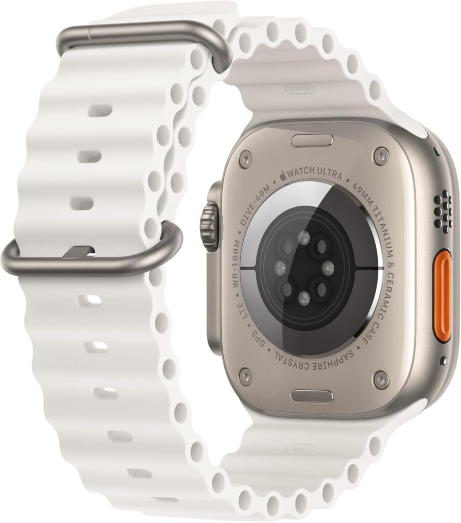 Apple Watch Ultra 2 [GPS + Cellular, 49mm] - Titanium Case With White Ocean Band, One Size (Renewed Premium)